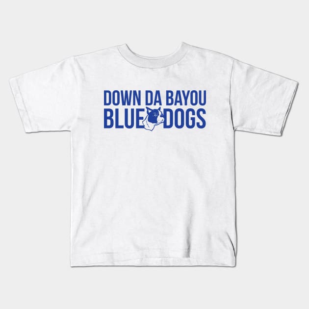 Down Da Bayou Blue Dogs Kids T-Shirt by yallcatchinunlimited